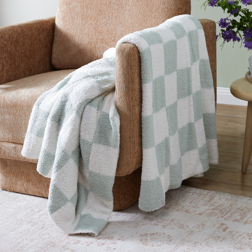 Checked fleece throw sale